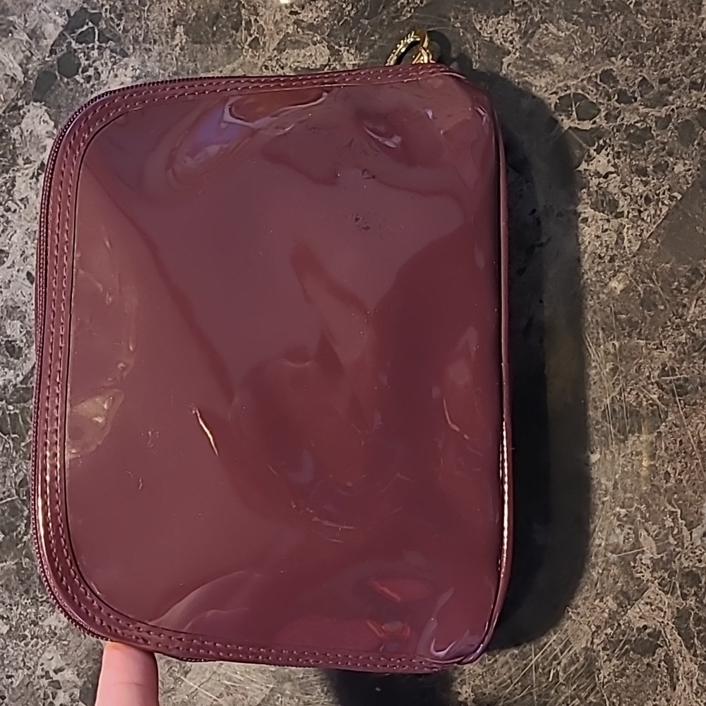 Estee Lauder purple zippered cosmetic makeup travel bag
